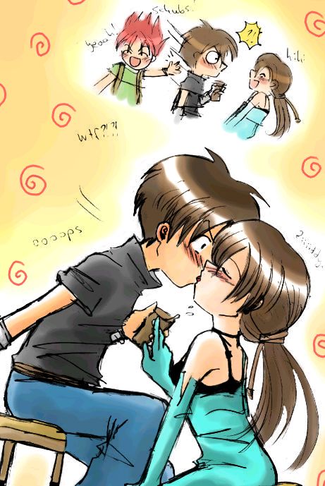 XDD Eigentlich nur ne Skizze^^' und im Ernst, es sind Zenta und Siana o.� aber sie sind sternhagelvoll, ne?!^^' und Siana denkt Zenta w�re Ziddy o.� und eigentlich hat Tiras Zenta aus Versehen auf Siana geschubst^^' haha XD