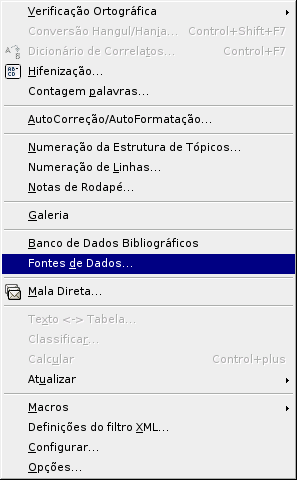 definir fonte de dados