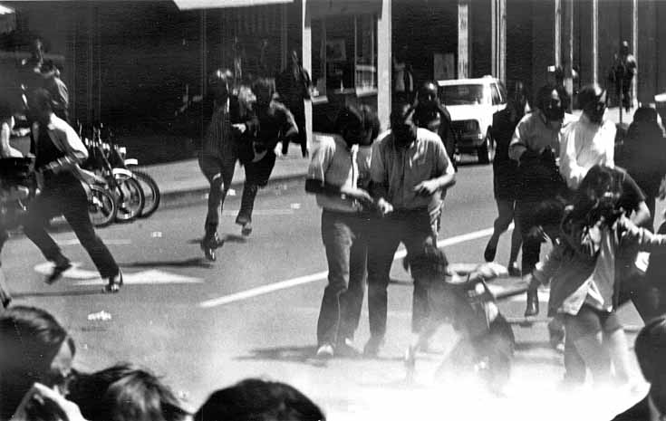 Tear gas in action