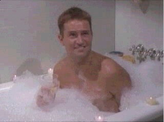 Chandler almost caught by Joey taking a bath with Monica