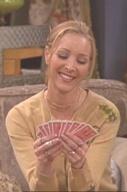 Phoebe playing cards with Mon