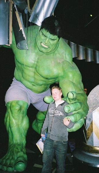 Chris (being attacked) by the Hulk