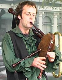 Dirk playing bagpipes