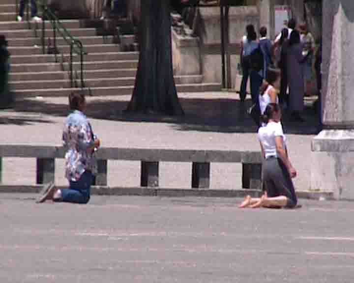 Pilgrims come from many different parts of Portugal, walking for days and covering the last yards on their knees.