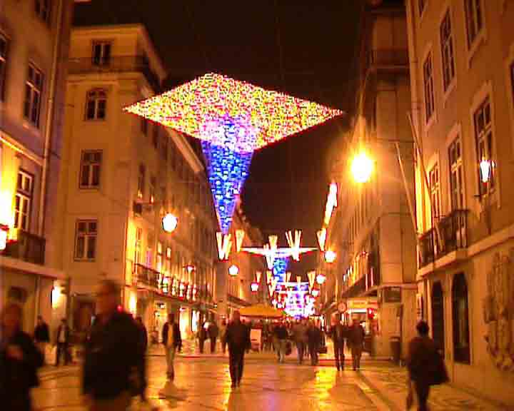 Lisbon images - In Christmas time, Lisbon is decorated with many lights.