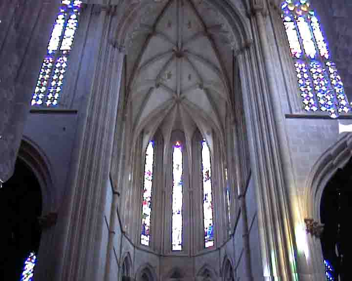 Portugal pictures - the main chapel has marvelous stained-glass windows.