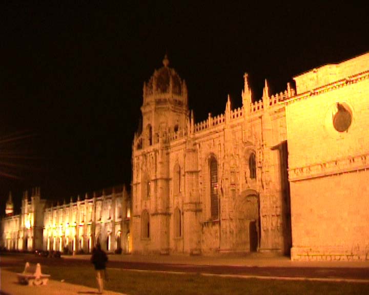 Travel in Lisbon - the limestone of this monastery has different colours, depending on the light.