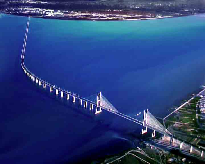 Vasco da Gama bridge is one of the longest in the world: 17 km long.
