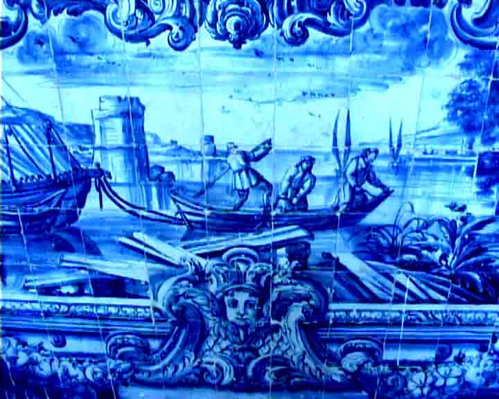 Blue and white tiles were inspired in the blue and white porcelain coming from China in the portuguese vessels.