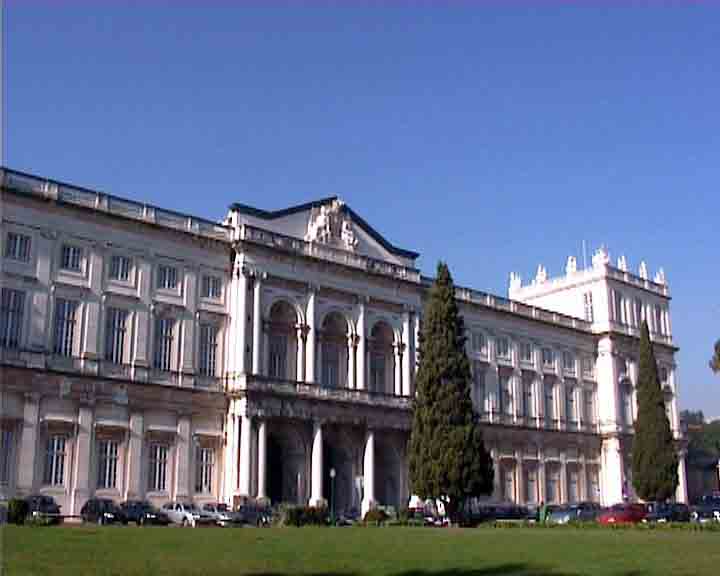 Ajuda palace in Lisbon has&nbsp; beautiful neoclassic frontside.