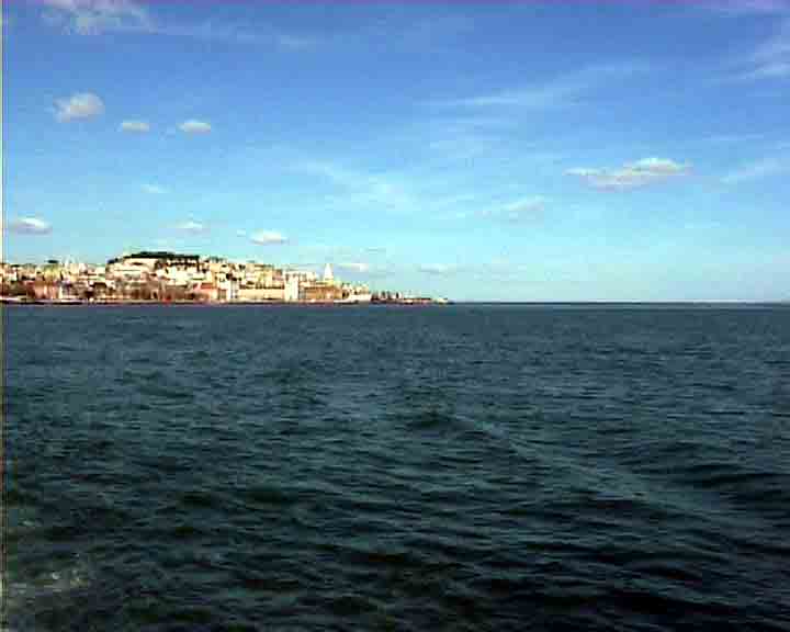 Portugal photograph - From Tagus river, Lisbon castle looks like an island