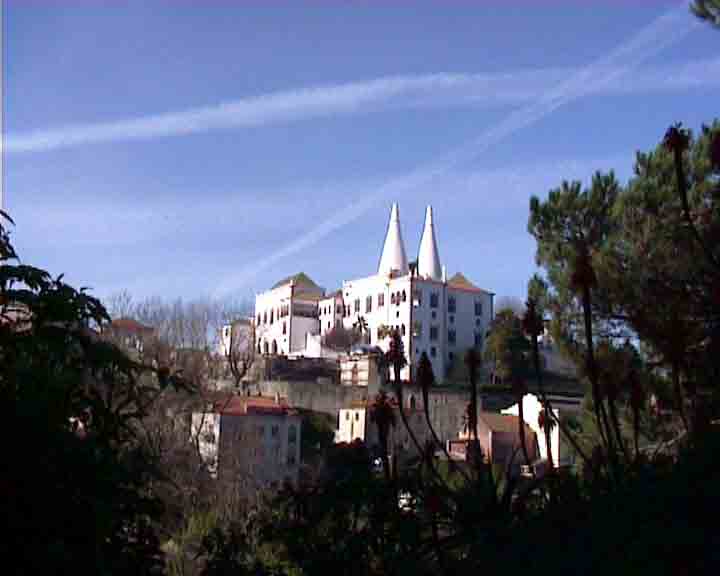 Portugal images - Sintra palace was built in the 14th century and has 33 meters high chimneys