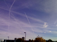 Contrails over London.