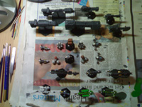 Ground Zero Games ships being painted, top