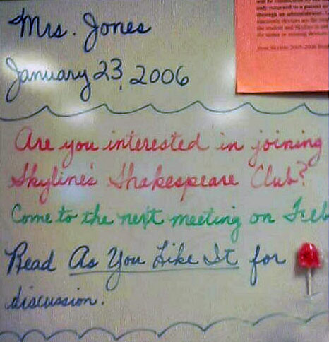 Shameless Shakespeare Club plugging.&nbsp; Yes.
