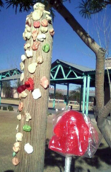 Why is there a stick with an unGodly amount of chewed up gum on it?&nbsp; I have no bloody idea.