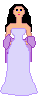 Uma bonequinha com um vestido lil&aacute;s muito lindo!! :)