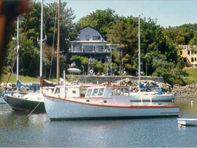 Boats moored in Perkins Cove