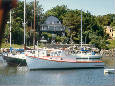 Boats moored in Perkins Cove, Ogunquit, Maine