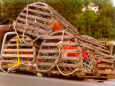 Lobster traps in pickup, Rockport, Maine