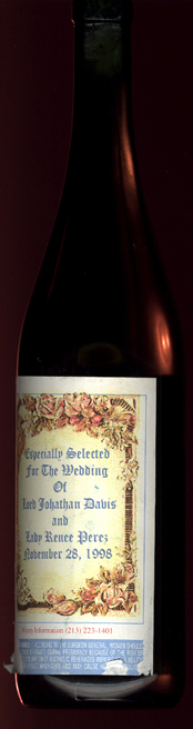 This is on of the wine bottles from the wedding, Jonathan had the labels made for the occasion