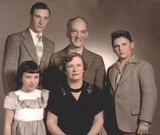 The Donaldson Family Portrait 1950...Back row: Brother Doug  My Dad Douglas  Brother Mal   Front row: Me  Mom Margaret