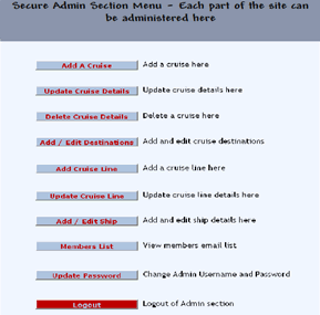 Admin menu