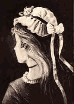Witch's face or little girl in bonnet?