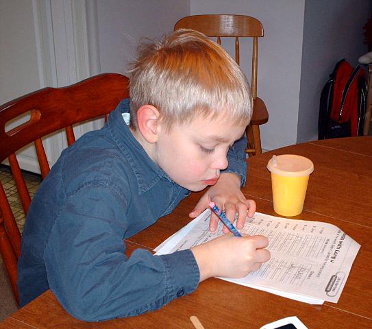 Jeffery working on homework
