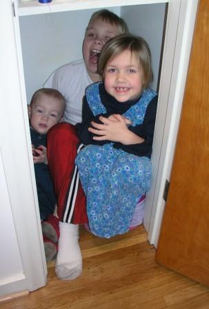 Appreciating the closet Mommy cleaned out.