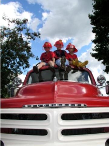 Grandpa's firetruck at our friend's birthday party