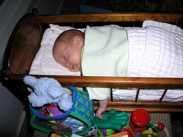 12 weeks old and almost too big for the baby doll cradle