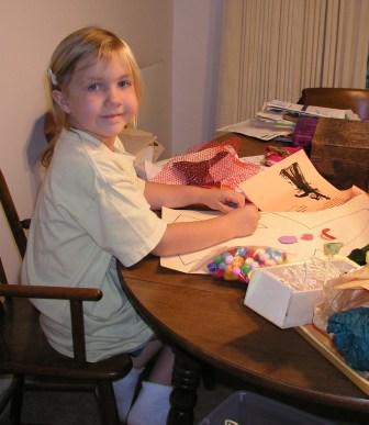 Bethan working on homework