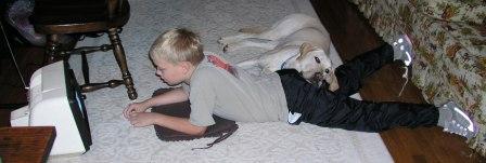 Jake makes himself at home on Jeffery at Grandpa's house
