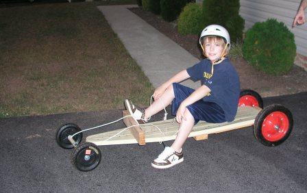 Ironing board turned go-cart