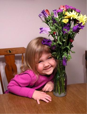 Bethan with her birthday bouquet