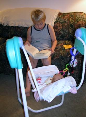 Jeffery reads to Thomas
