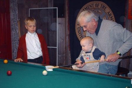 Grumpy teaches Thomas billiards