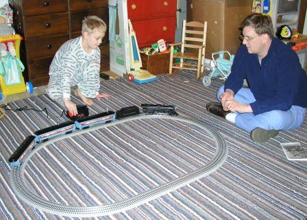 Santa brought a Polar Express electric train set for Jeffery!
