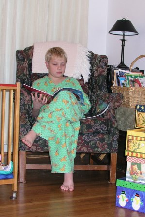 Jeffery doing some Christmas reading