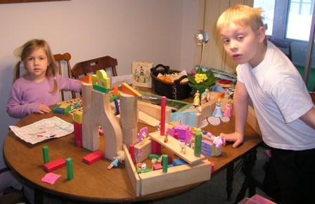 Jeffery builds a castle for Bethan's dolls
