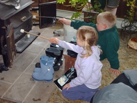 Roasting marshmellows at Grandma's and Grandpa's house