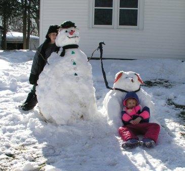 Snow friends on a sunny day
