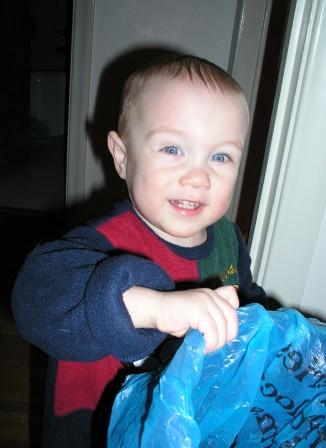 Mommy's helper on trash night