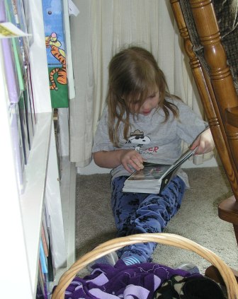 Bethan checking out some photographs