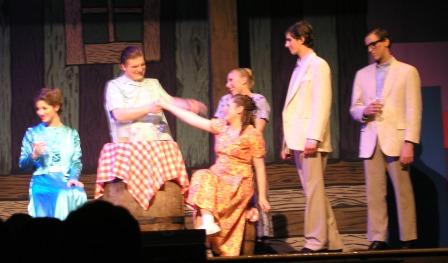 Cousin Pete (behind table) as Mr. Upson in Mame