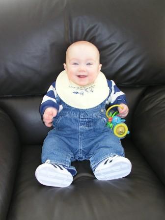 Testing Grandpa's new leather chair