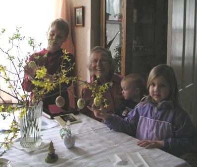 Selecting painted Easter Eggs from Germany
