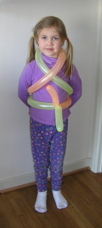 Bethan just came back from her friends John and Wally's house with a new balloon vest.