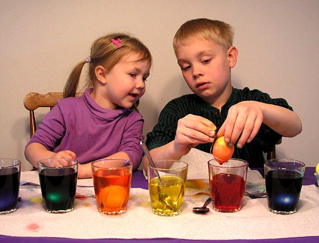 Coloring Easter eggs